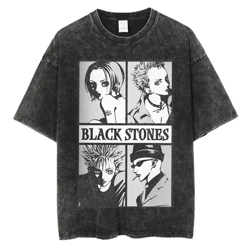 Nana Osaki Vintage Washed Tee – Harajuku Anime Retro Shirt