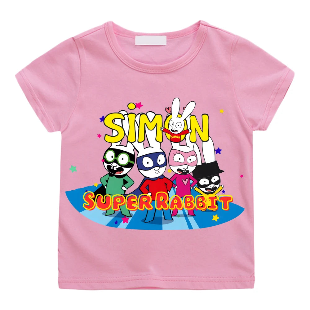 Simon Super Rabbit Kawaii Kids Tee - Neon Districts