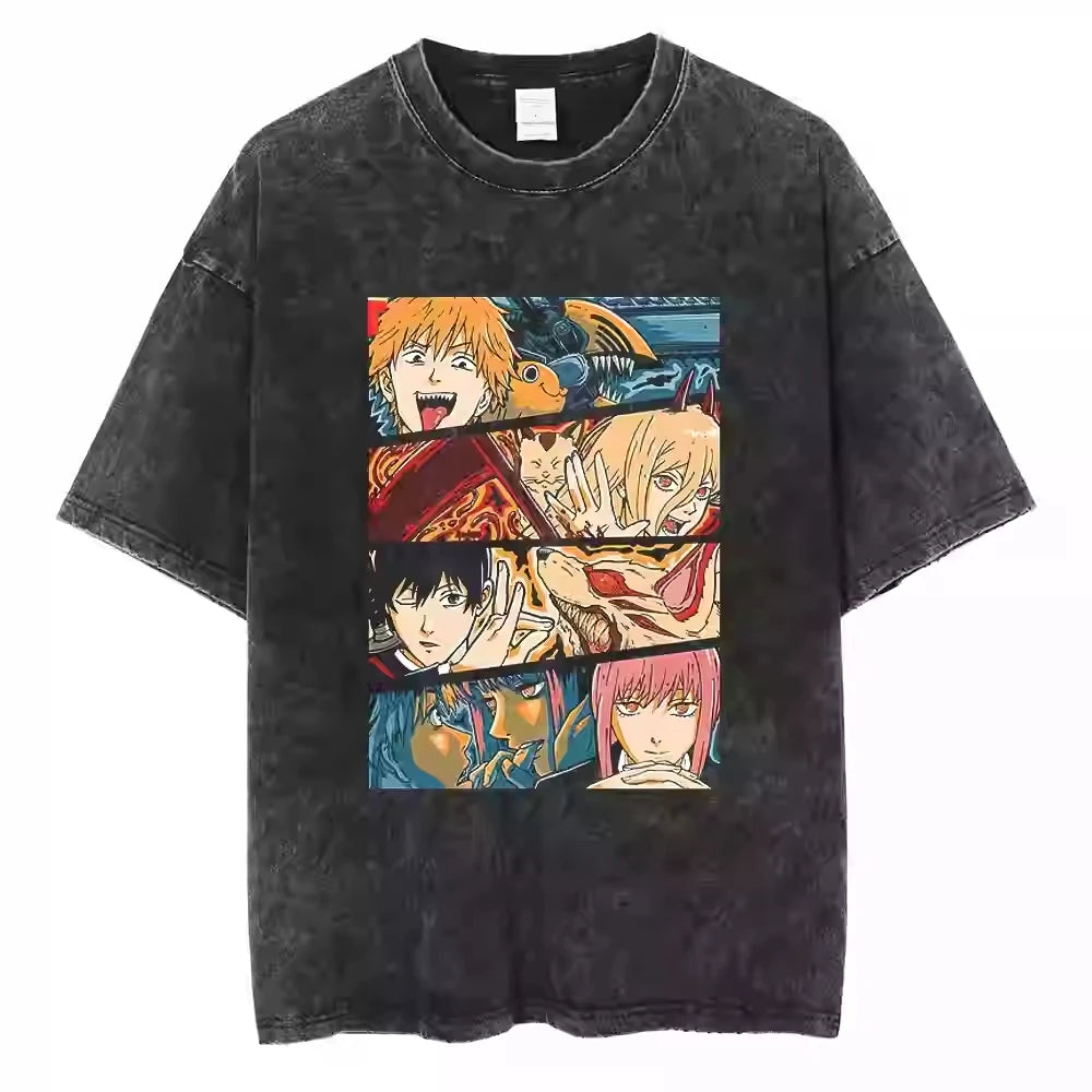 Chainsaw Man — Full Cast Washed Oversized Tee - Neon Districts
