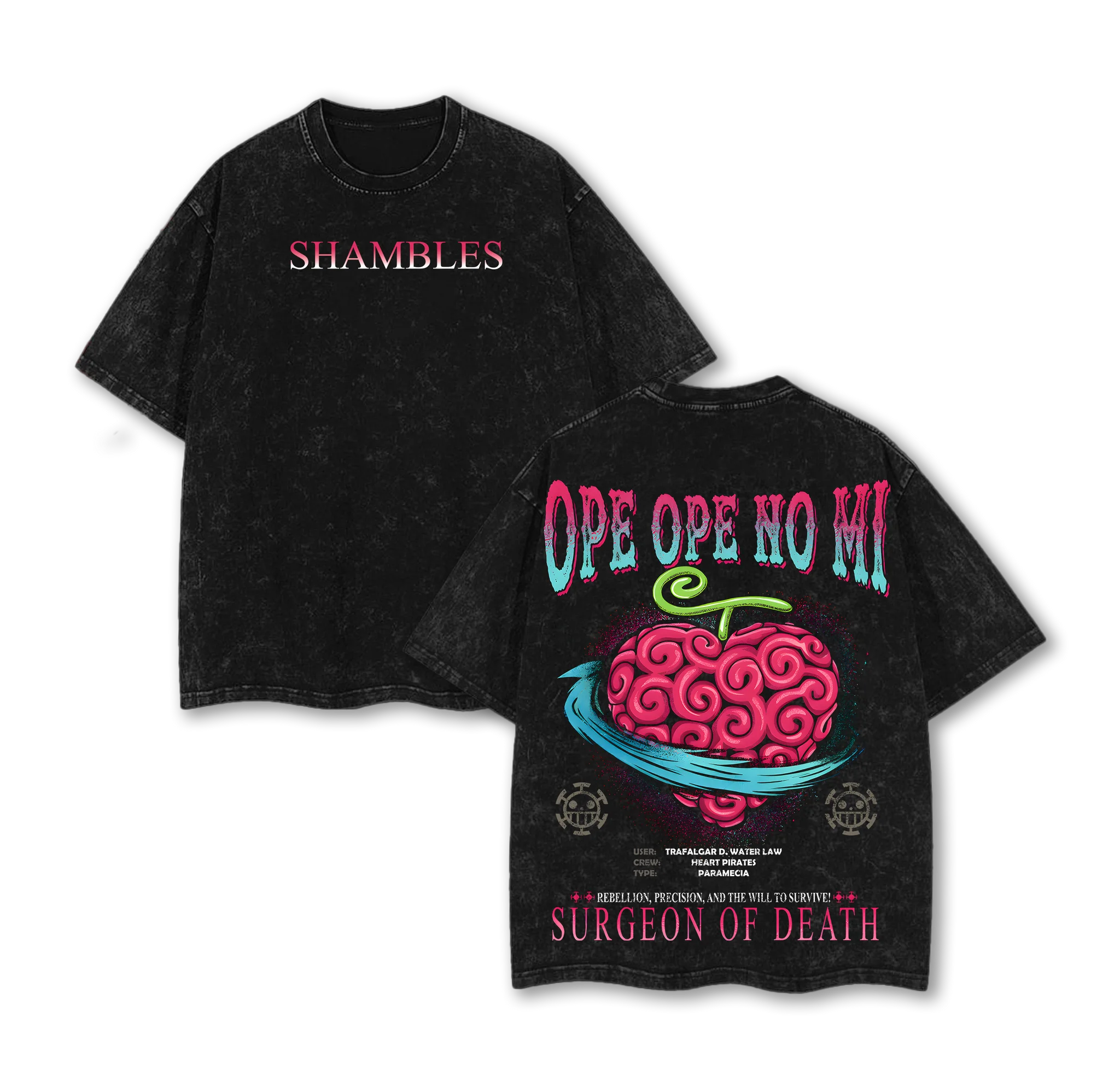 One Piece — Devil Fruit Acid Wash Vintage Tee - Neon Districts