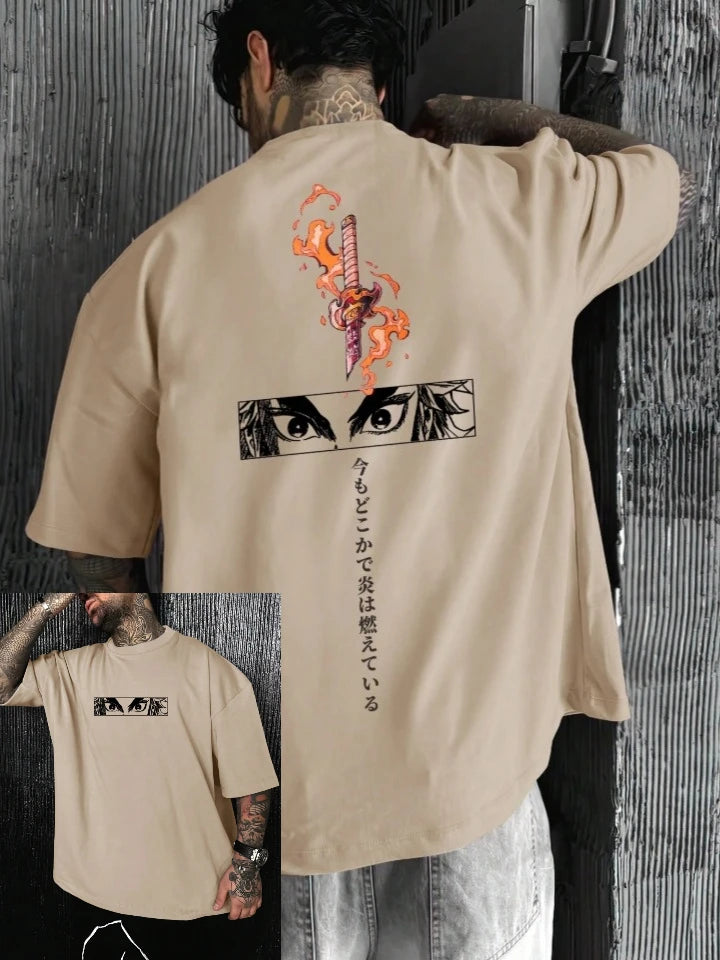 Demon Slayer Oversized Anime Tee – Y2K Graphic Print