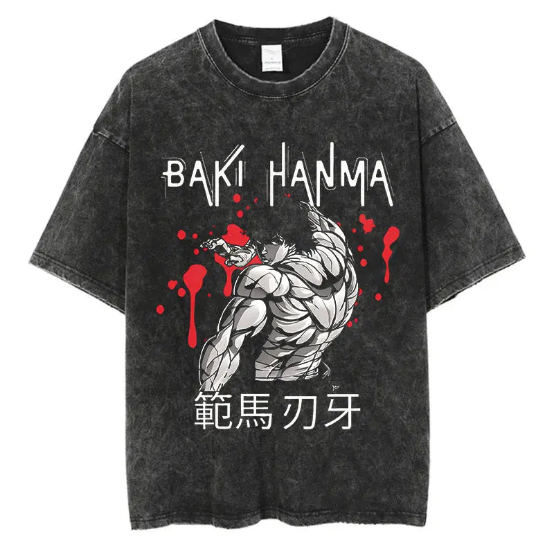 Baki Hanma Harajuku Vintage Washed Tee