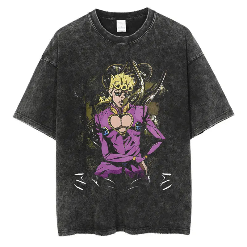 JoJo's Bizarre Adventure — Vintage Washed Hip Hop Streetwear Tee - Neon Districts