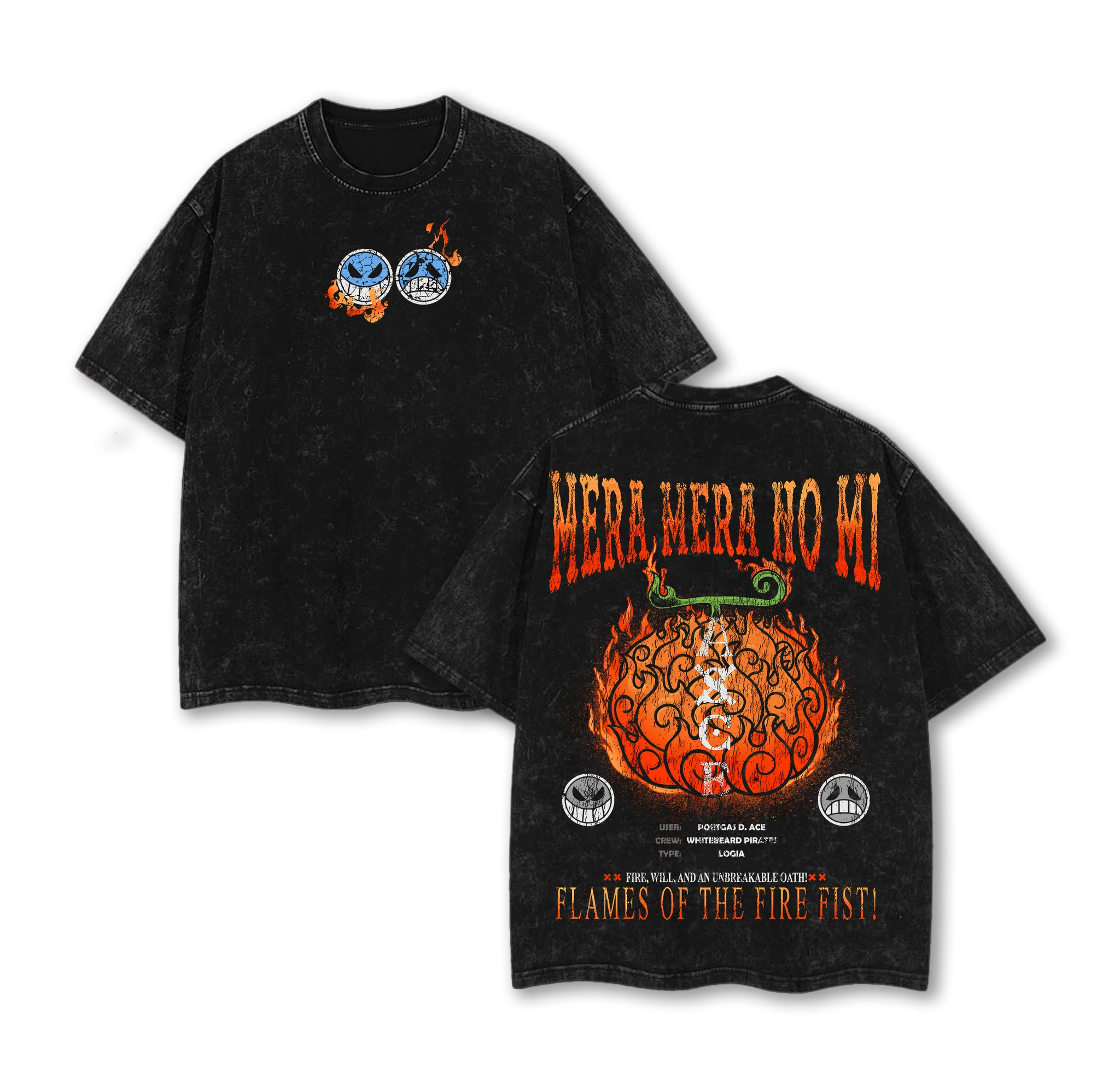 One Piece — Devil Fruit Acid Wash Vintage Tee - Neon Districts