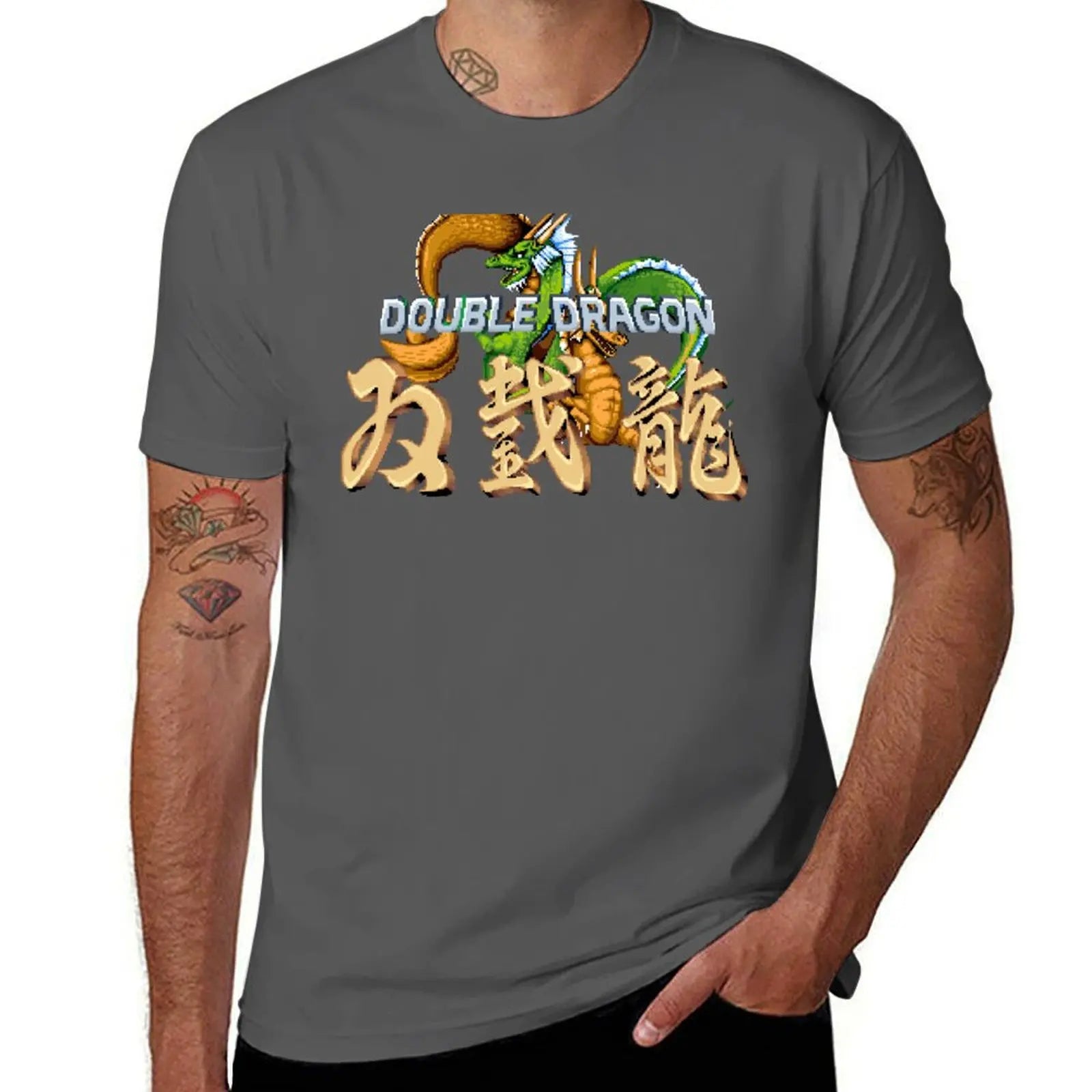 Double Dragon — Arcade Title Pixel Art Vintage Tee - Neon Districts