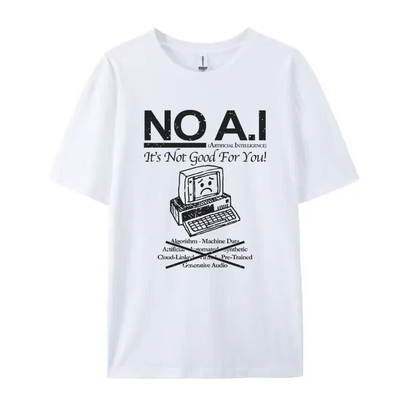 No AI — 90s Retro Anti-AI Hippie Oversized Streetwear Tee - Neon Districts