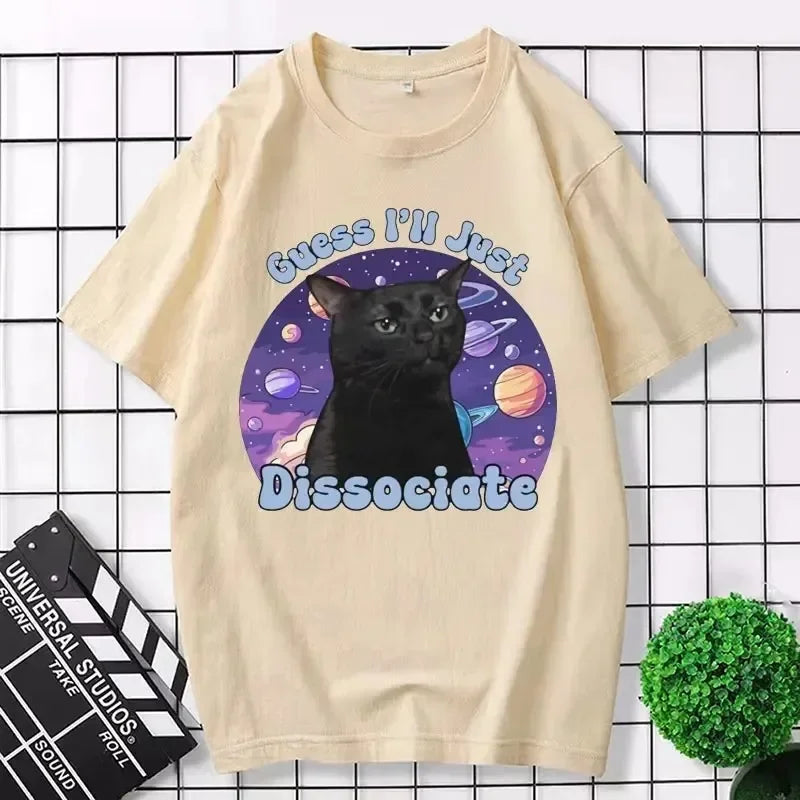 Black Cat Meme — Vintage Women's Graphic Tee - Neon Districts