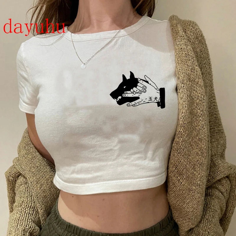 Jujutsu Kaisen Hip-Hop Crop Top – Y2K Gojo & Itadori Tee