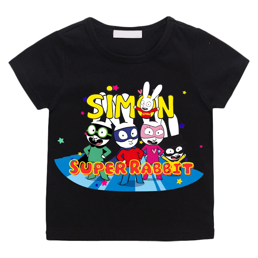 Simon Super Rabbit Kawaii Kids Tee - Neon Districts