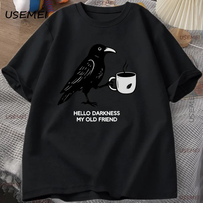 Crow & Coffee — Vintage Halloween Fall Crew Neck Graphic Tee - Neon Districts