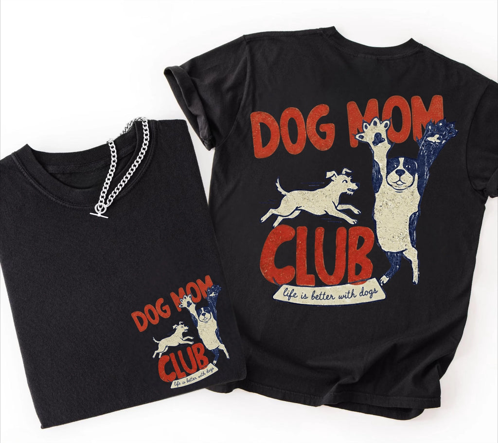 Dog Mom Club Retro Oversized Tee - Neon Districts