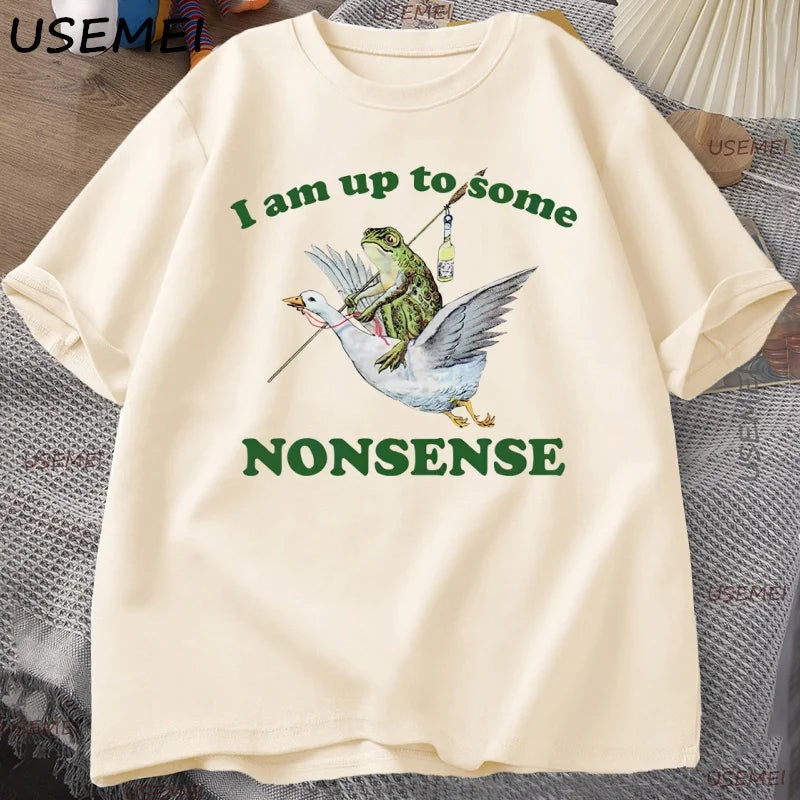 Up to Some Nonsense — Frog Meme Streetwear Graphic Tee - Neon Districts