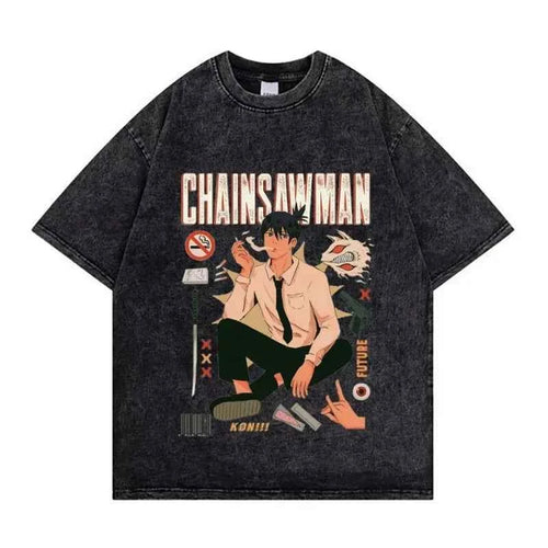 Chainsaw Man Retro Washed Hip-Hop Tee