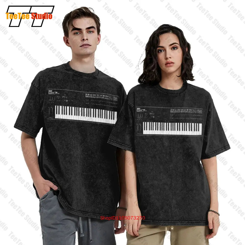 DX7 Synthesizer History — Vintage Oversized Music Keyboard Tee - Neon Districts