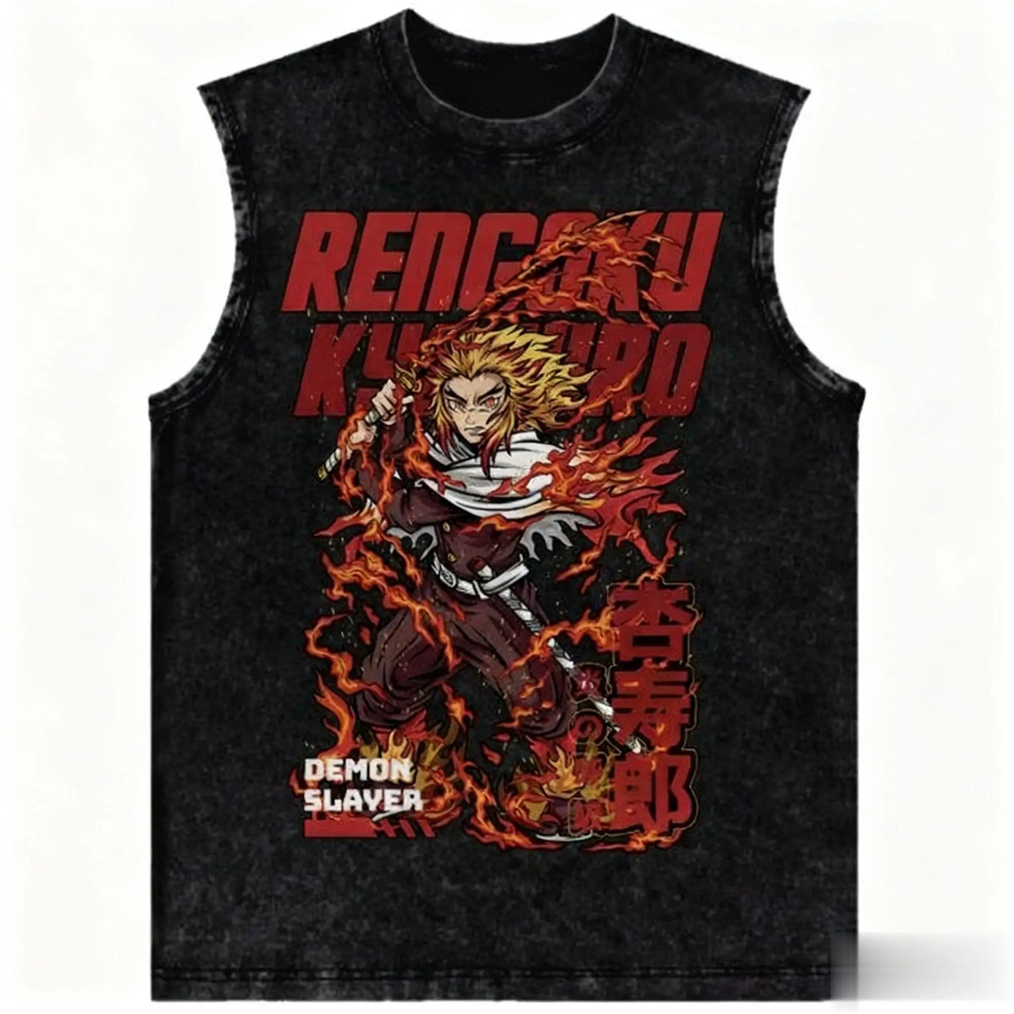 Demon Slayer — Harajuku Vintage Washed Tank Top - Neon Districts