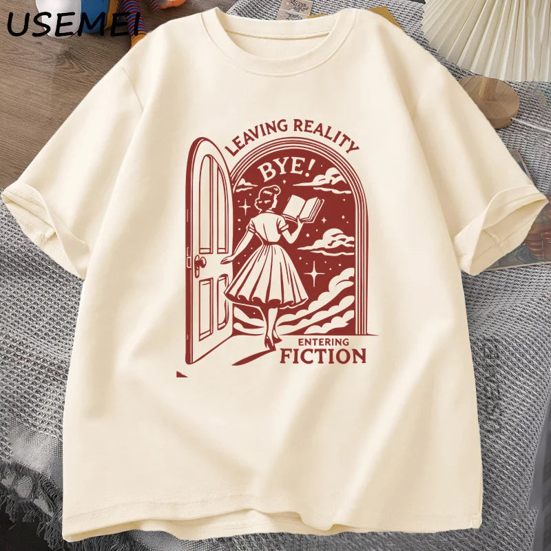 Leaving Reality, Entering Fiction — Bookish Vintage Graphic Tee - Neon Districts