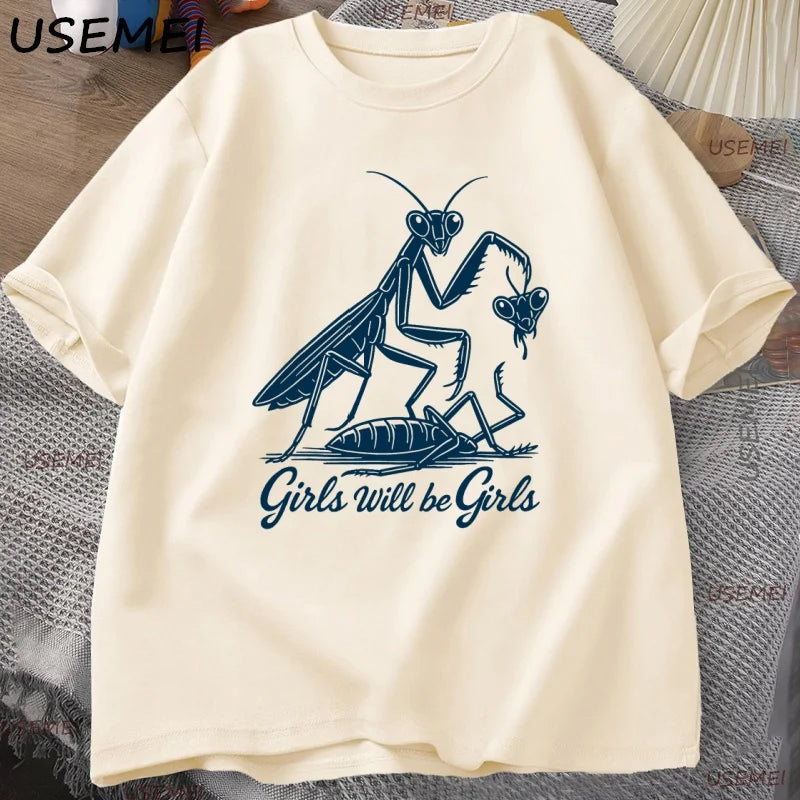 Girls Will Be Girls — Praying Mantis Feminist Graphic Tee - Neon Districts