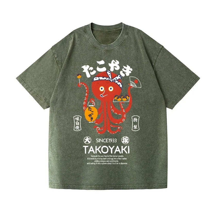 Takoyaki Vintage Wash Tee – Japanese Foodie Graphic Shirt