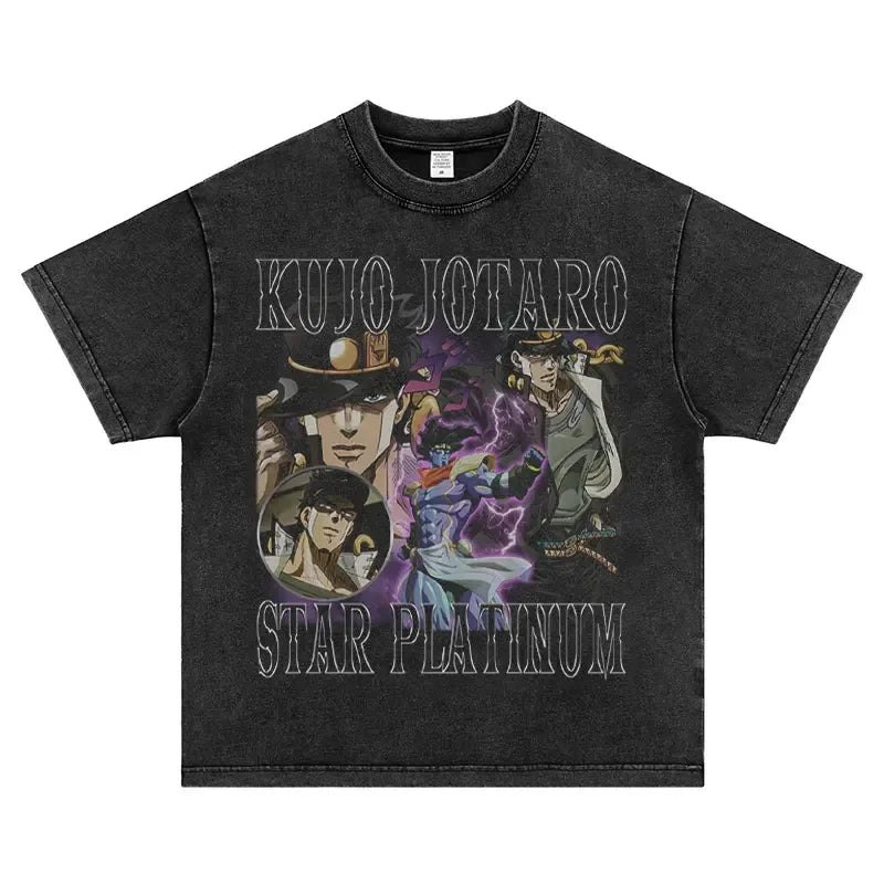 JoJo Steel Ball Run — Gyro Zeppeli Vintage Washed Streetwear Tee - Neon Districts