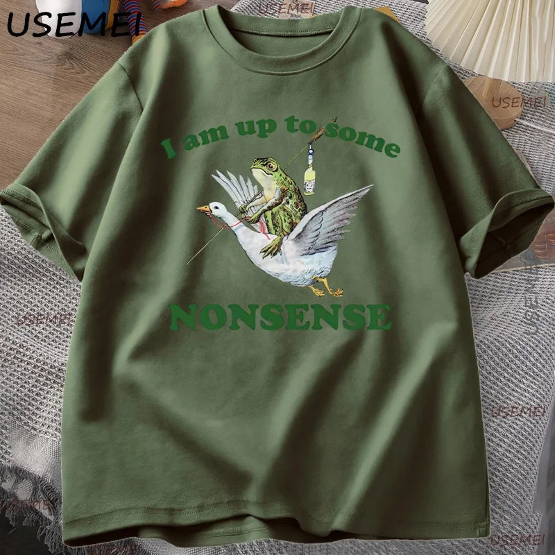 Up to Some Nonsense — Frog Meme Streetwear Graphic Tee - Neon Districts