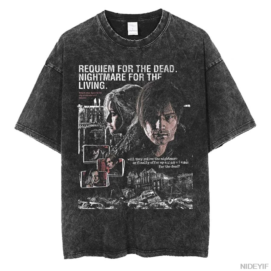 Resident Evil Leon Kennedy Vintage Oversized Tee – Biohazard Print