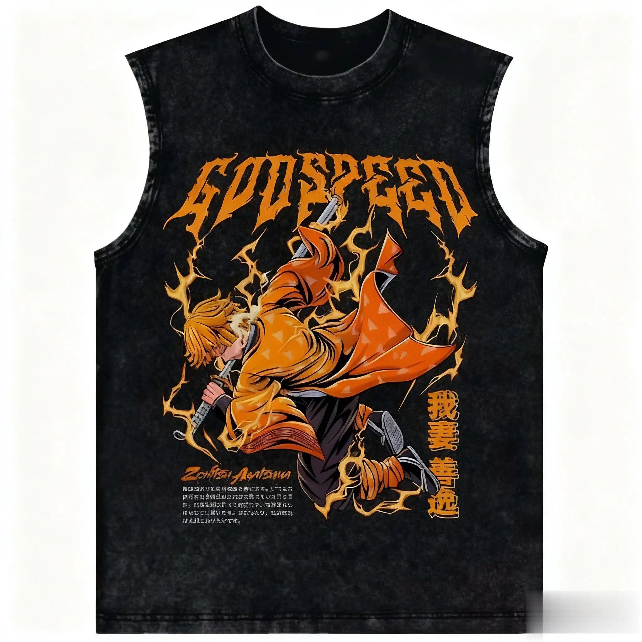 Demon Slayer — Harajuku Vintage Washed Tank Top - Neon Districts