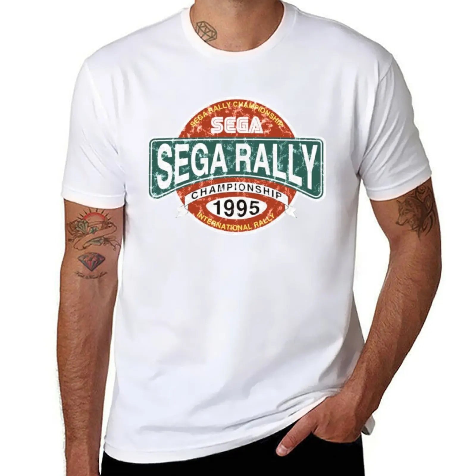 Sega Rally — Championship Distressed Logo Tee - Neon Districts