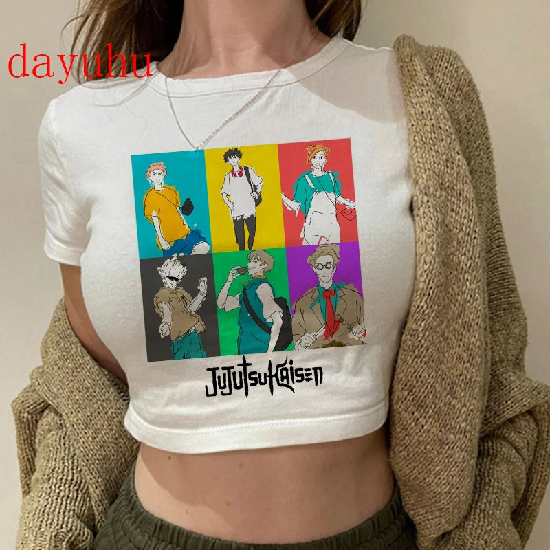 Jujutsu Kaisen Hip-Hop Crop Top – Y2K Gojo & Itadori Tee
