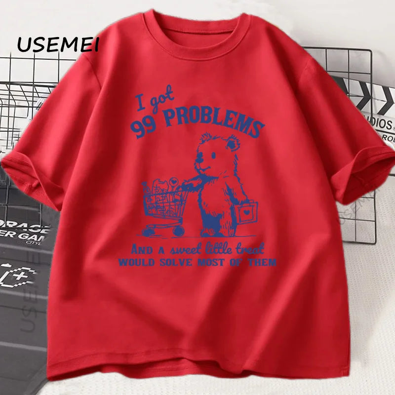 99 Problems — Cute Little Bear Meme Graphic Tee - Neon Districts