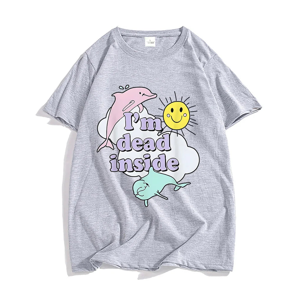 I'm Dead Inside — Dolphin Meme Trendy Graphic Tee - Neon Districts