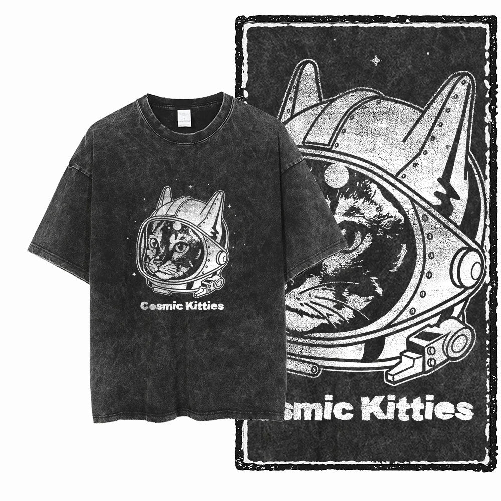 DB Cat — Acid Washed Exclusive Graphic Streetwear Tee - Neon Districts