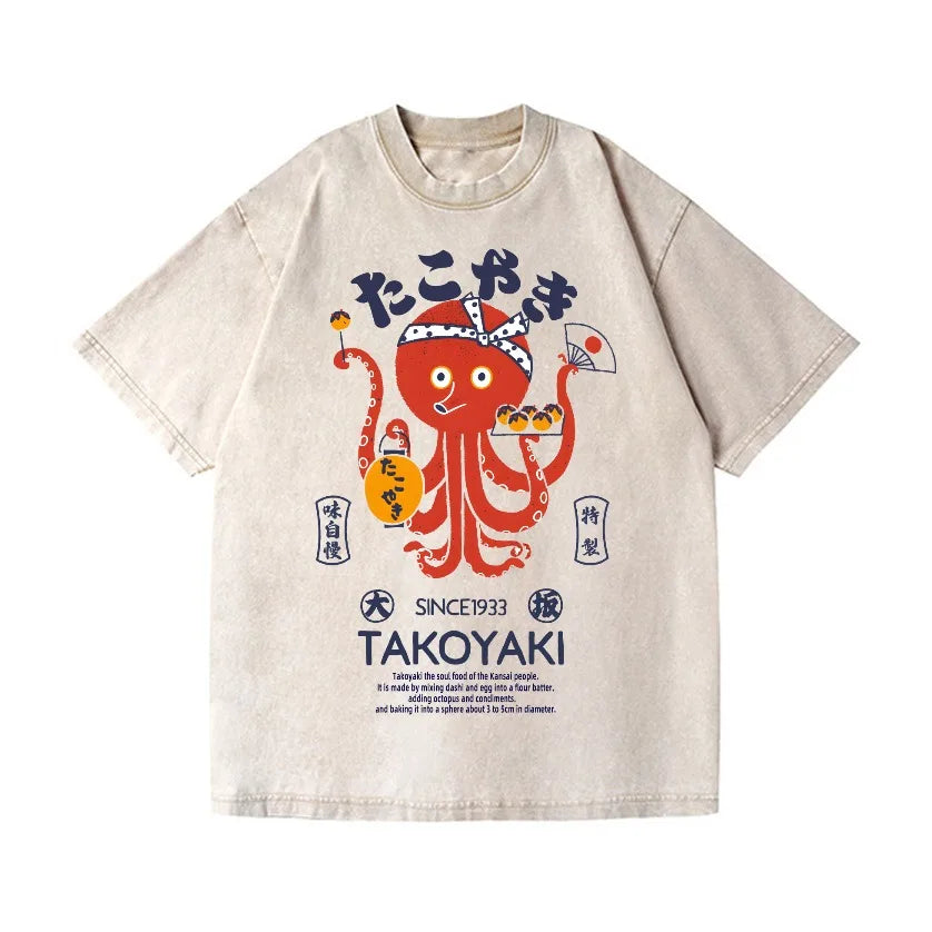 Takoyaki Vintage Wash Tee – Japanese Foodie Graphic Shirt