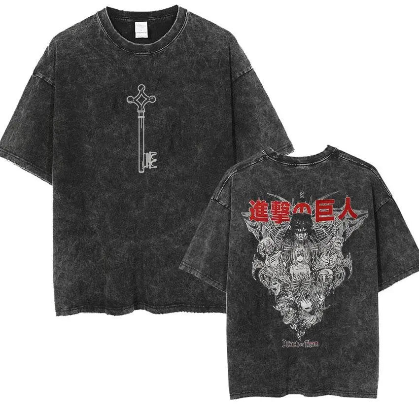 Attack on Titan Vintage Washed Summer Tee – Casual Streetwear