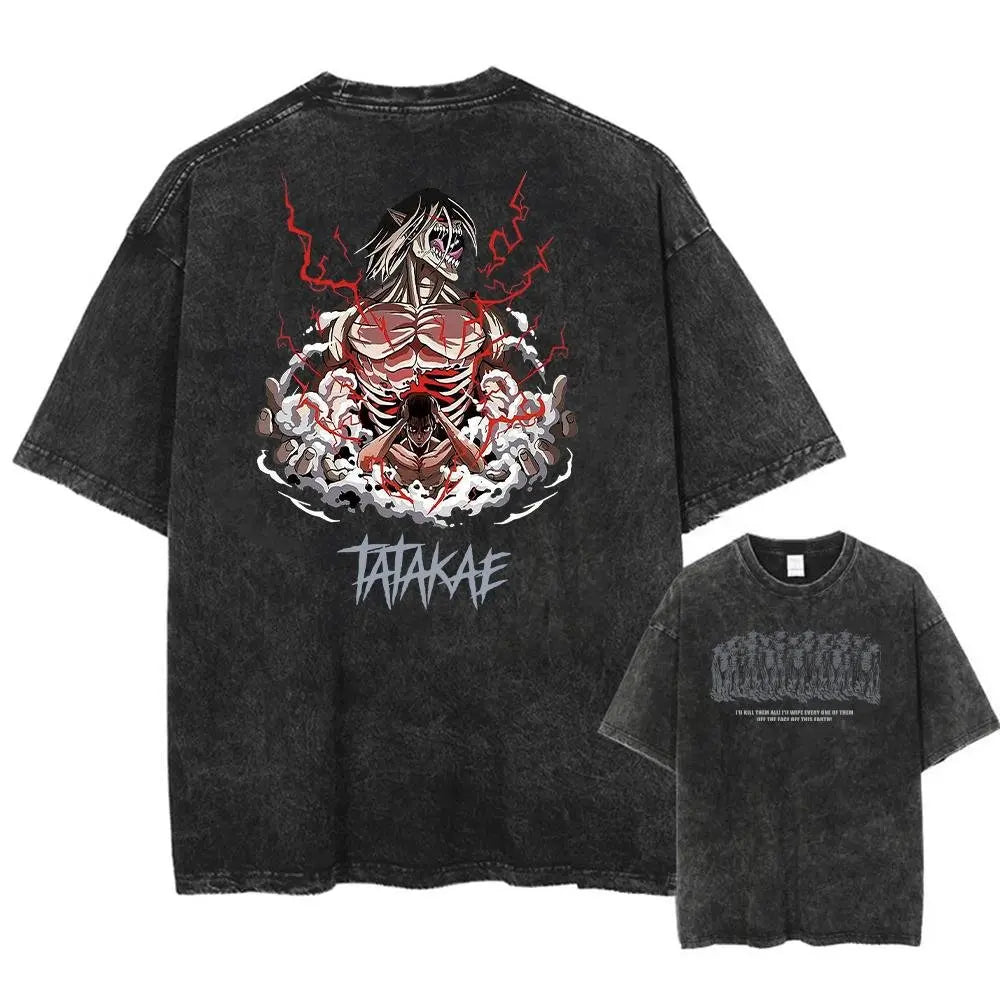 Attack on Titan Harajuku Oversized Tee – Vintage Washed
