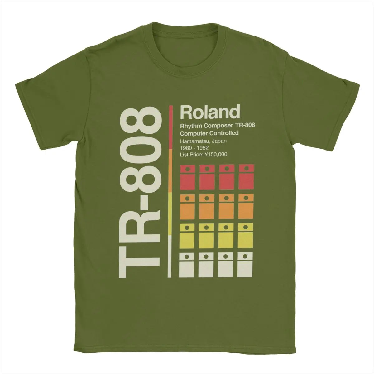 Roland TR-808 — Vertical Drum Machine Graphic Tee - Neon Districts