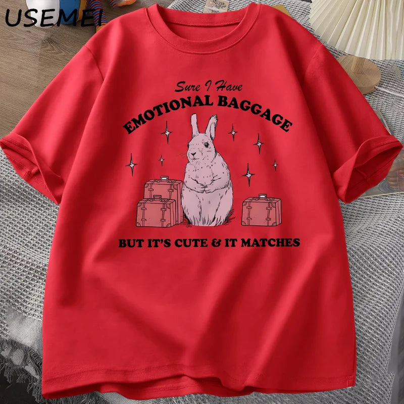 Sure, I Have Emotional Baggage — Vintage Rabbit Meme Women's Tee - Neon Districts