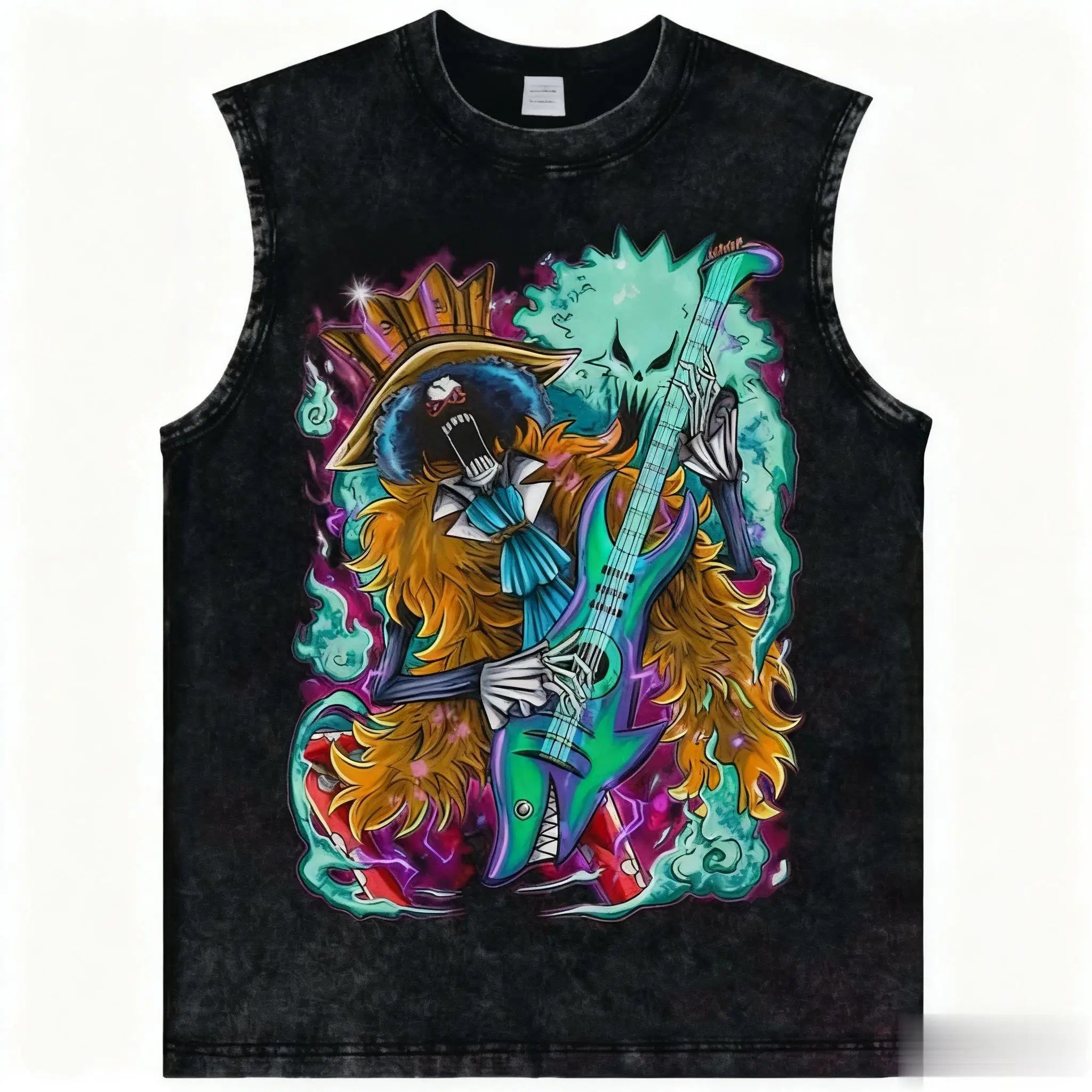 One Piece — Luffy Vintage Washed Streetwear Tank - Neon Districts