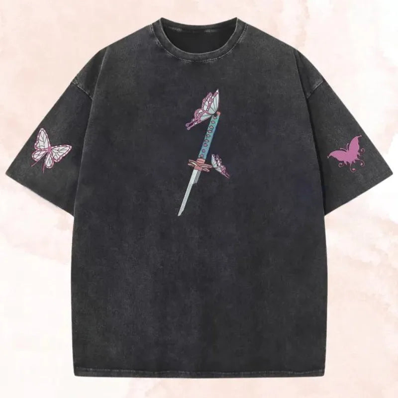 Demon Slayer — Kochou Shinobu Harajuku Washed Tee - Neon Districts