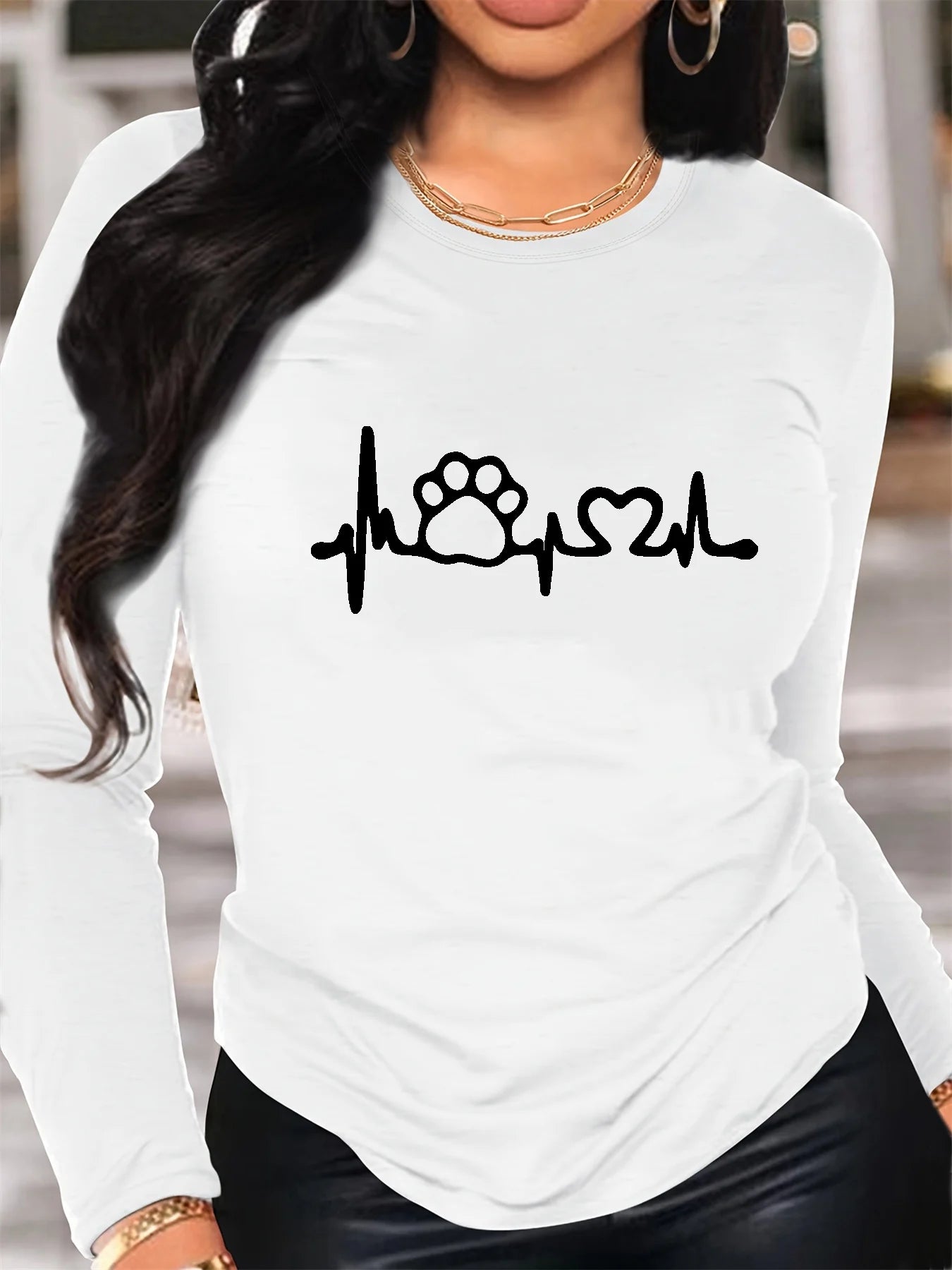 Dog Paw & Heart Long Sleeve Tee - Neon Districts