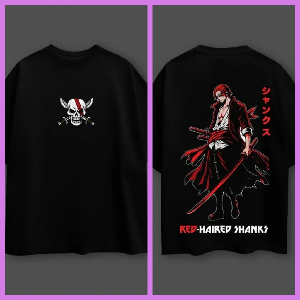 One Piece — Red-Haired Shanks Oversized Cotton Tee - Neon Districts