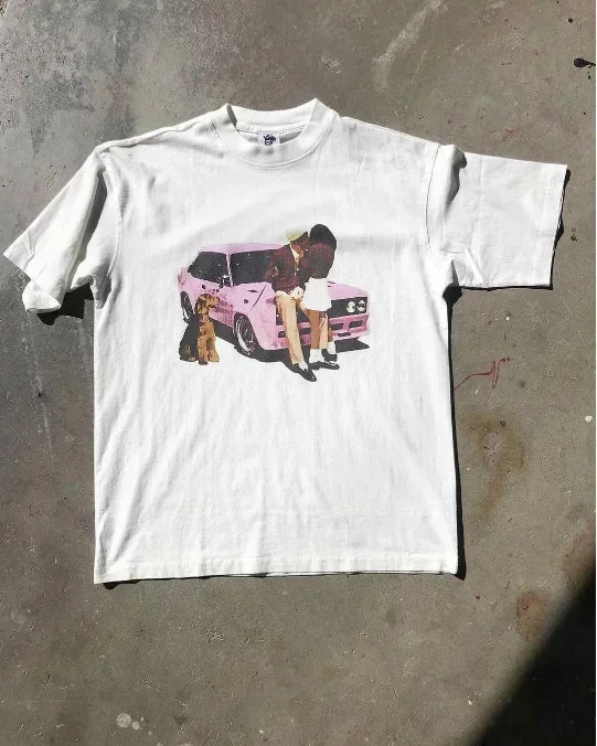 Y2K Harajuku Strawberry Tee - Oversized Anime Girl Graphic Tee - Neon Districts