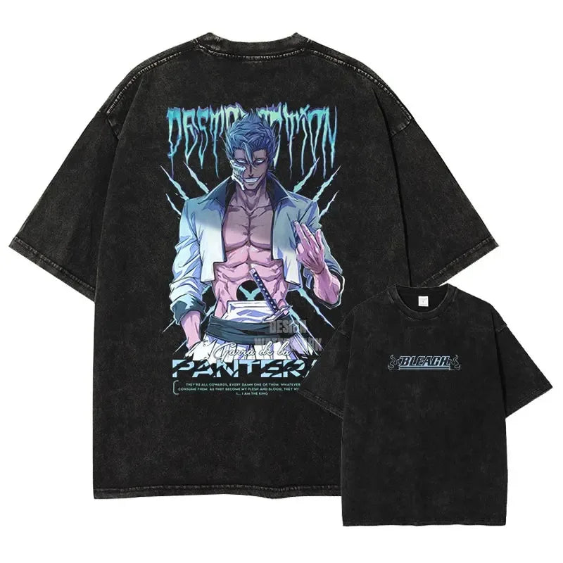 Bleach Aizen Sousuke Graphic Tee – Vintage Washed Oversized