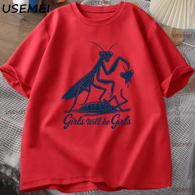 Girls Will Be Girls — Praying Mantis Feminist Graphic Tee - Neon Districts