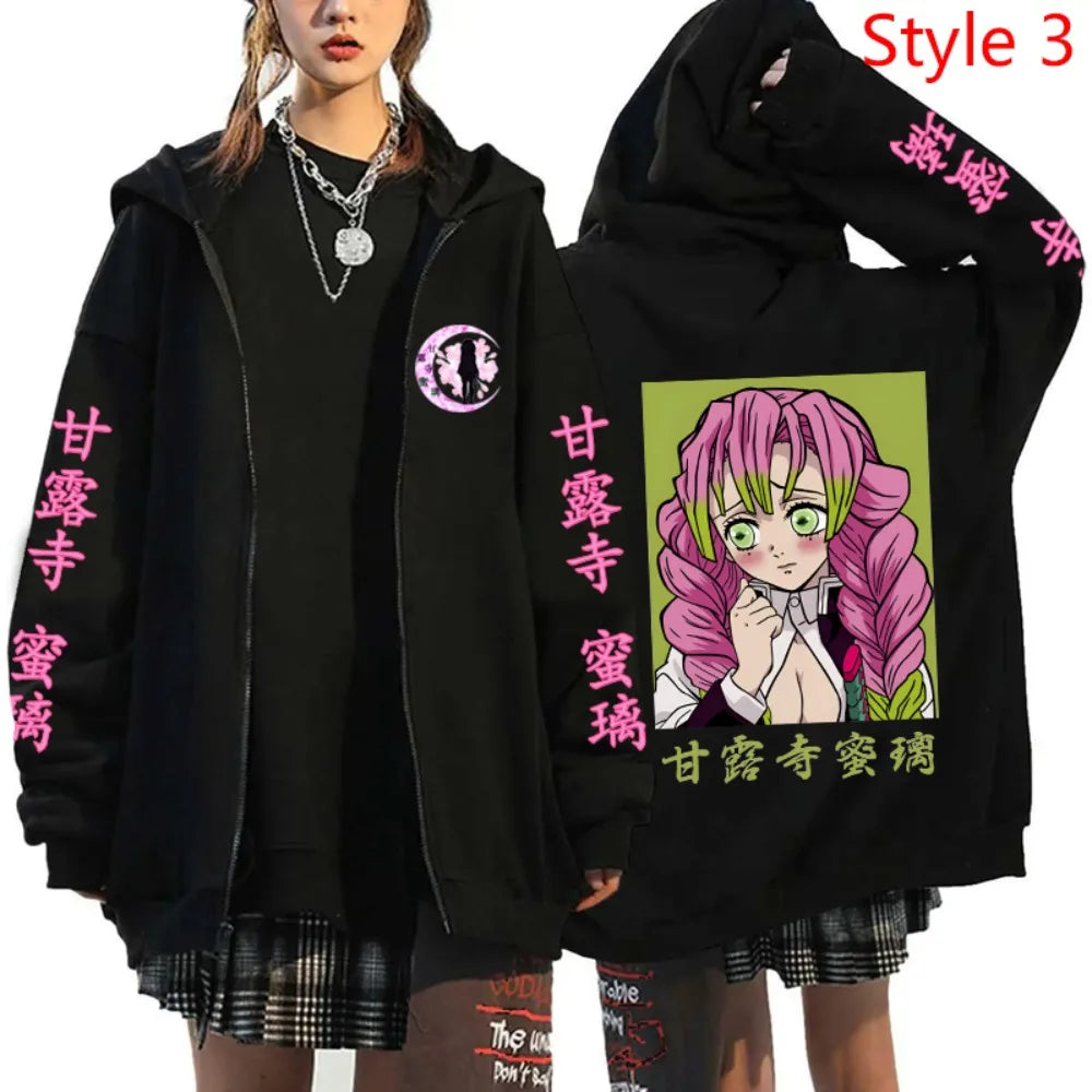 Demon Slayer Kanroji Mitsuri Zip Hoodie - Neon Districts