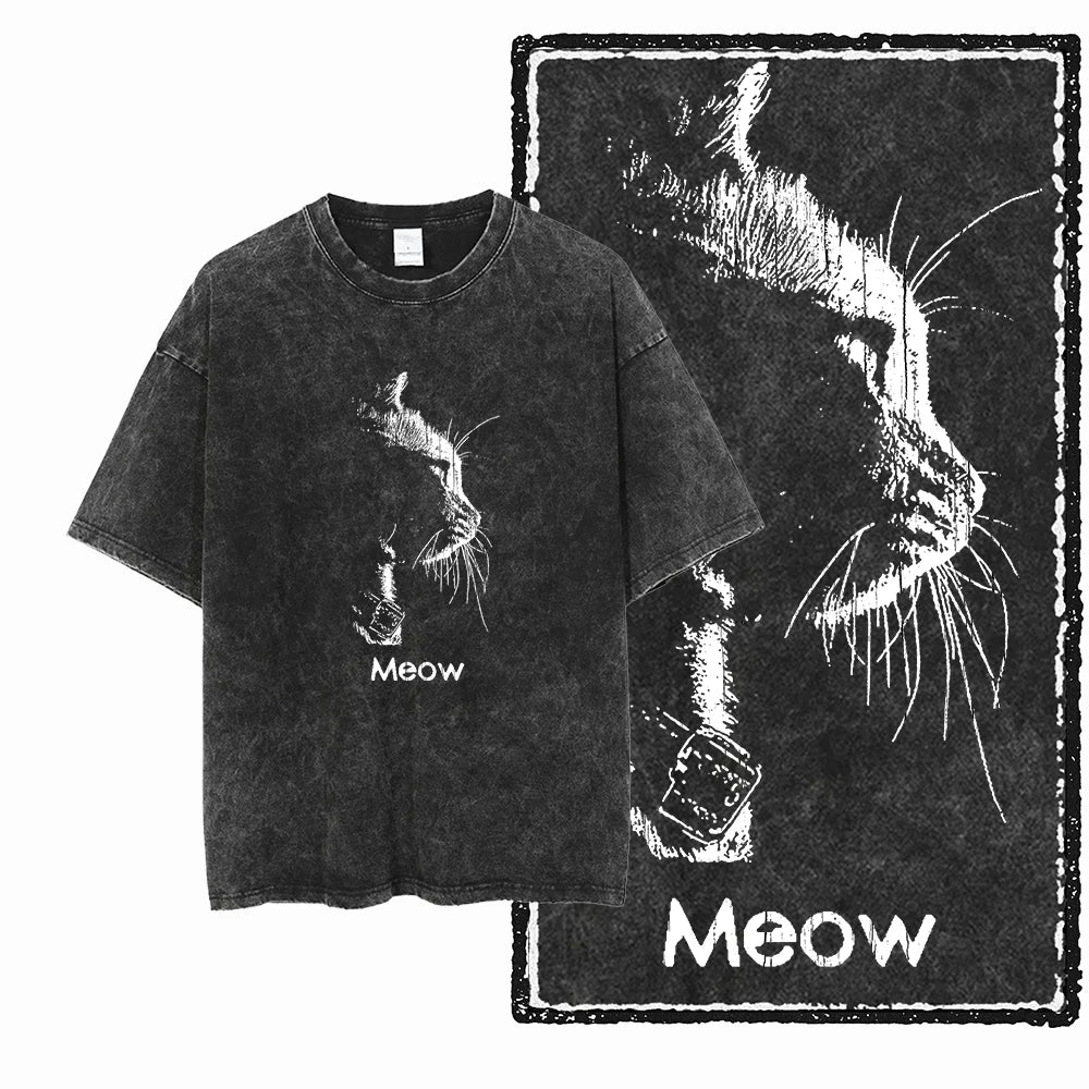 DB Cat — Acid Washed Exclusive Graphic Streetwear Tee - Neon Districts