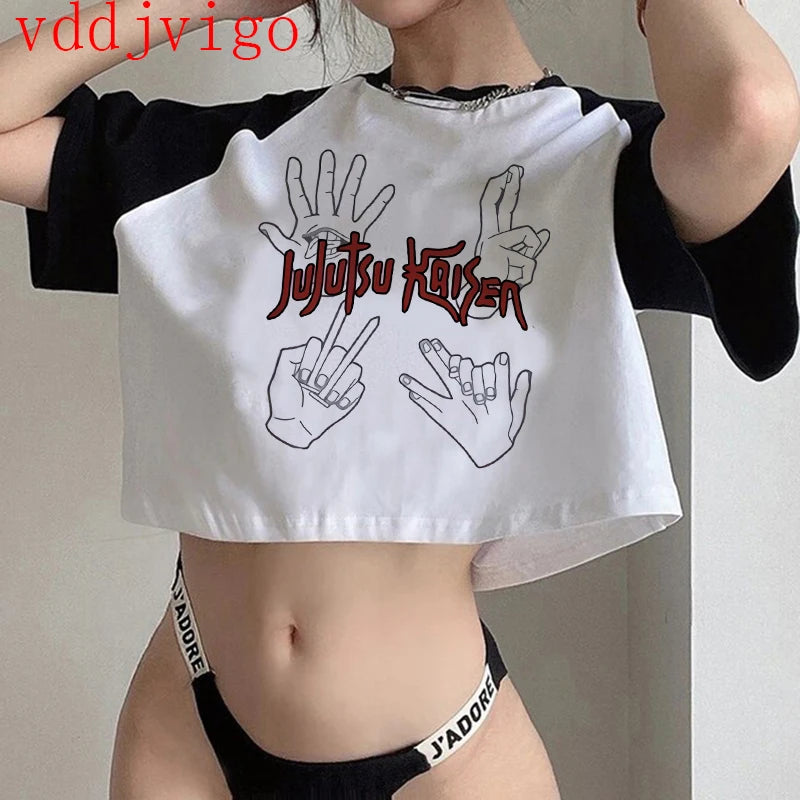 Jujutsu Kaisen Crop Top – Gojo Satoru & Itadori Gothic Tee