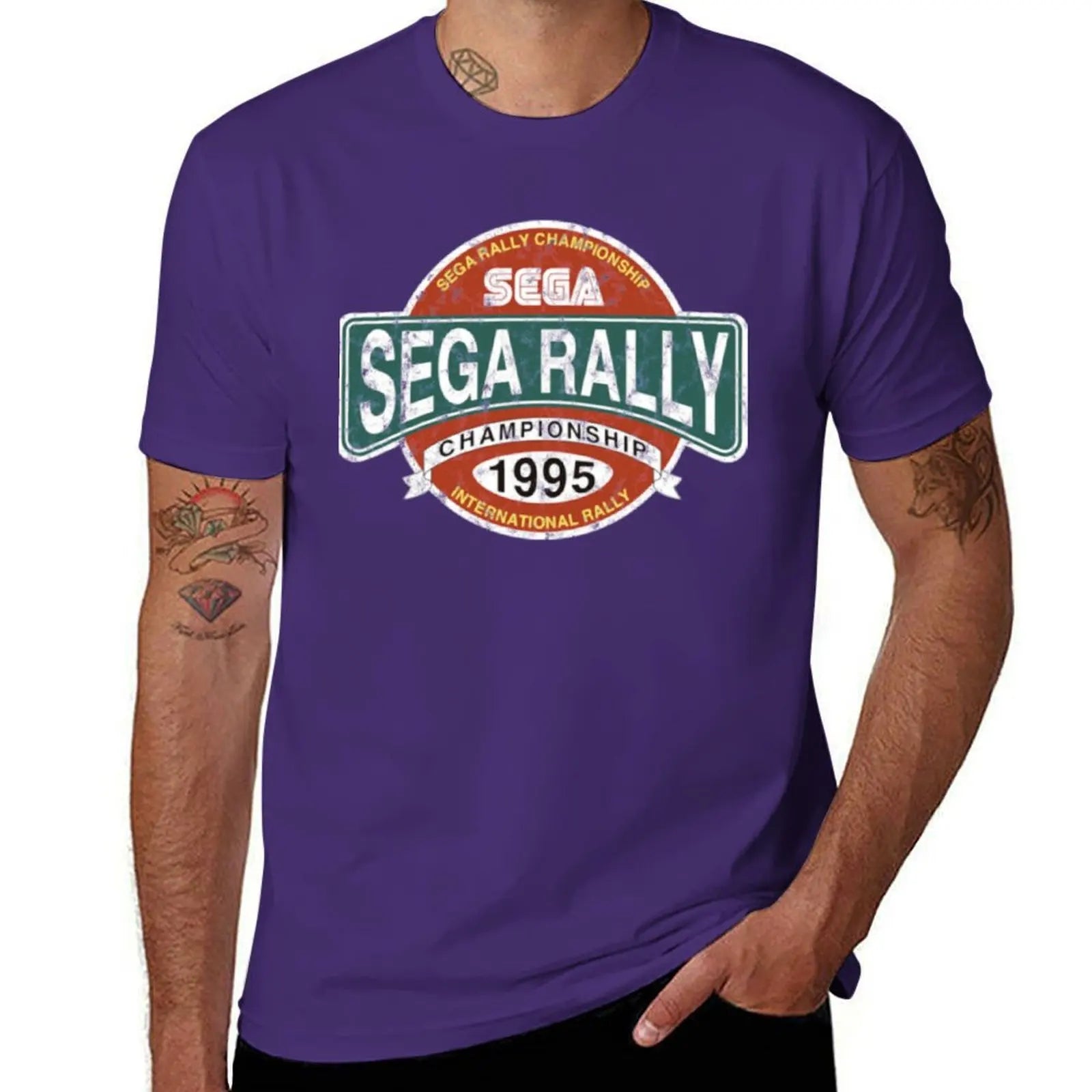 Sega Rally — Championship Distressed Logo Tee - Neon Districts