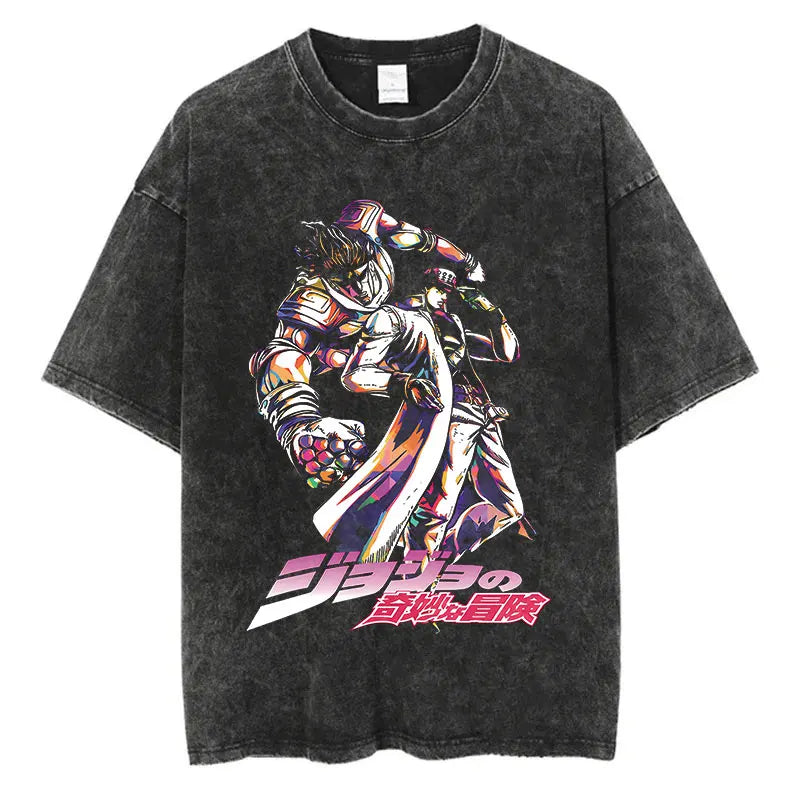 JoJo's Bizarre Adventure — Vintage Washed Hip Hop Streetwear Tee - Neon Districts