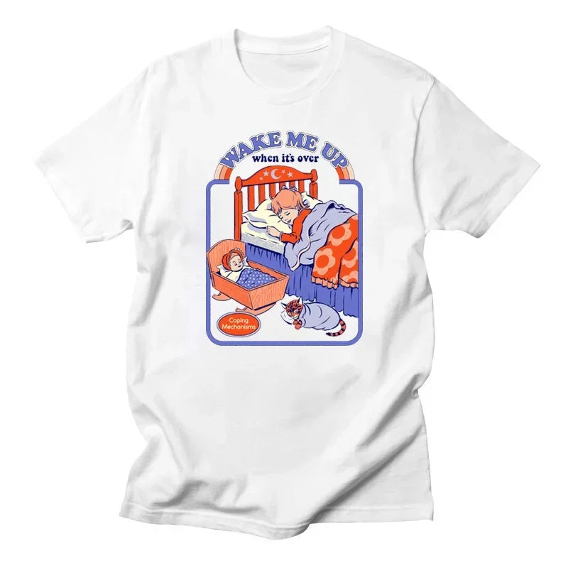 Horror Alien — Are We Here Yet? Harajuku Vintage Demon Graphic Tee - Neon Districts