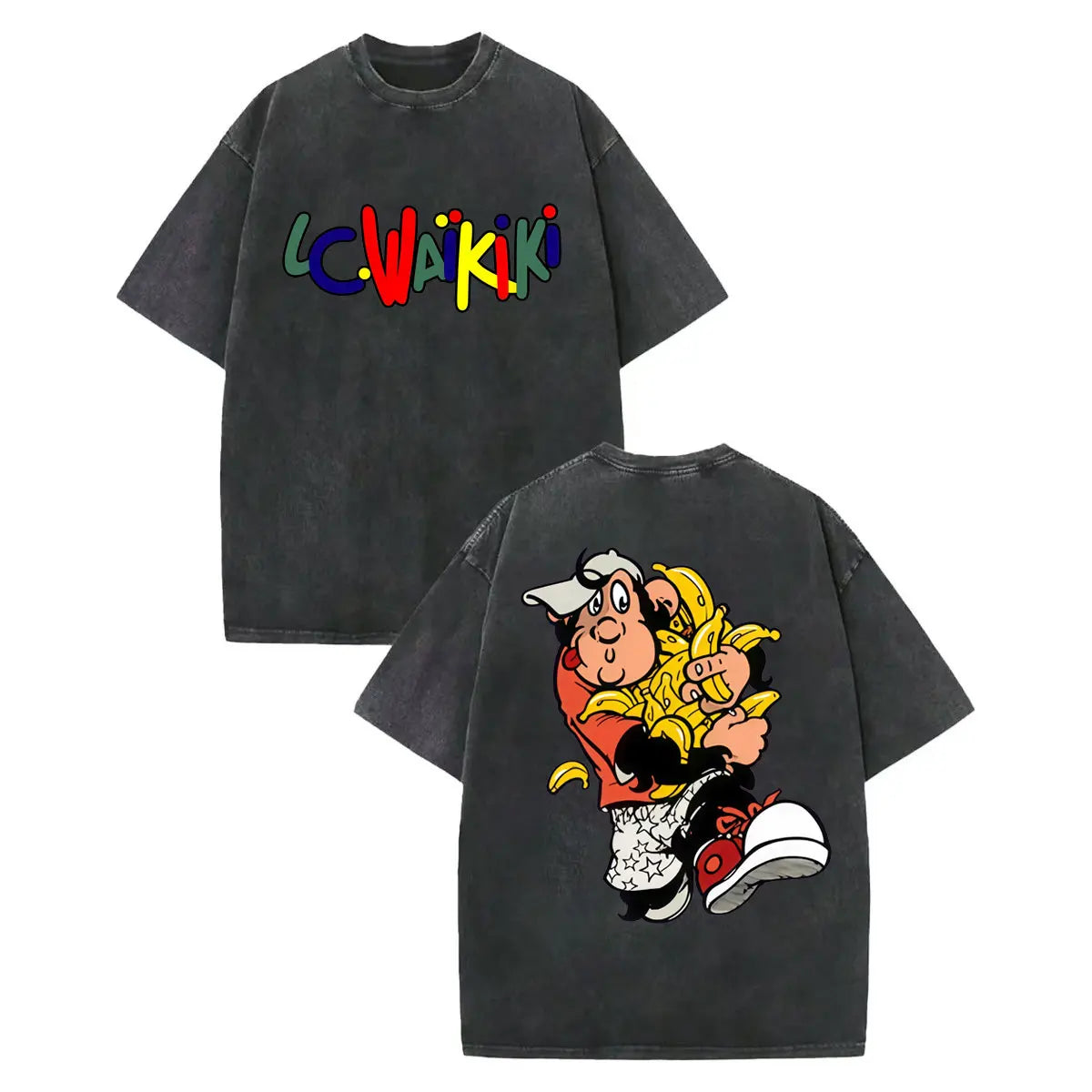 LC Waikiki Monkey — Vintage Washed Y2K Summer Graphic Tee - Neon Districts